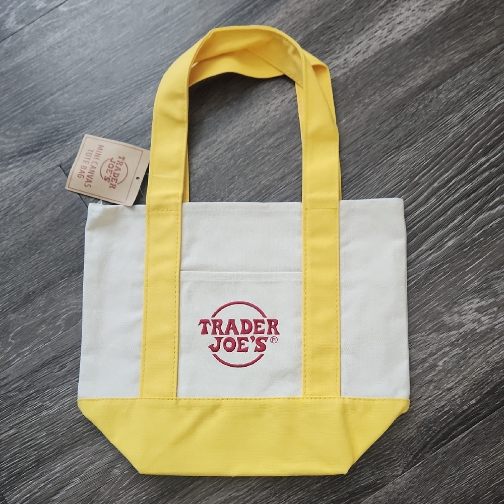 Trader Joe's Mini Yellow Canvas Tote Bag